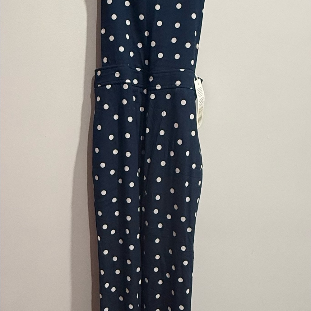 Polka Dot Jumpsuit - Navy and White
